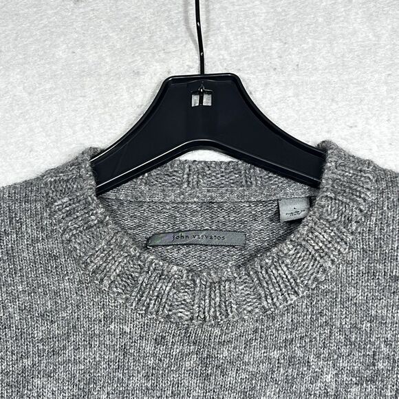John Varvatos Sweater Mens Large Gray Wool Cashmere Blend Pullover Italy Made - Picture 2 of 12